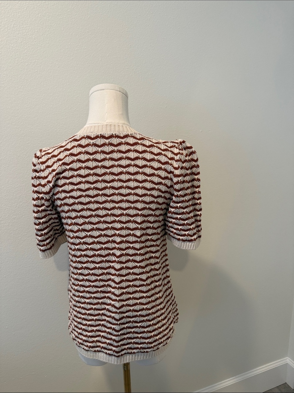 Sézane 100% Organic Cotton Knit Henley Top Size Small Made in Italy - Picture 2 of 4